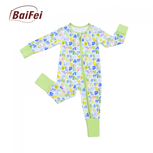 Long Sleeve Plain Baby Boys' Ribbed Rompers Wholesale Baby Clothes Bamboo Zipper Bewborn Jumpsuits Clothing Set