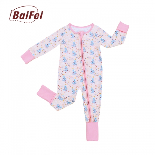 Wholesale Blank Kids Baby Bamboo Christmas Onesie Zipper Footed Pajamas Family Matching Set Sleepwear Jumpsuit