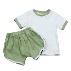 Ribbed Cotton Pajama Short Sets Jumpsuit Shorts For Baby