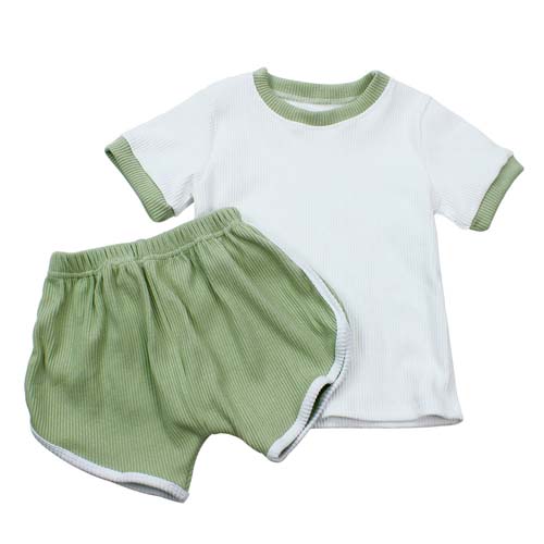 Ribbed Cotton Shorts Set, Jumpsuit Shorts For Baby - HBBABY