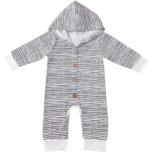 Baby Striped Hooded Pajamas Hooded One Piece Pajamas