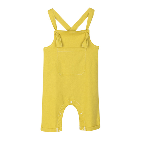 Cotton Linen Baby Overalls Yellow Baby Dungarees