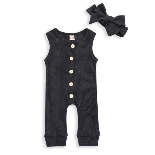 Ribbed Cotton Shortie Romper Sleeveless Baby Jumpsuits