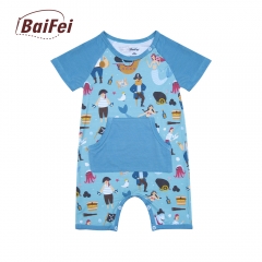 Custom Bamboo Baby Boy Onesie short romper