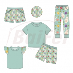 Custom easter painting Kids Bamboo 2 Piece pajamas