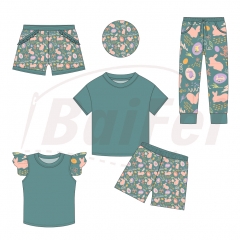 Custom easter painting Kids Bamboo 2 Piece pajamas