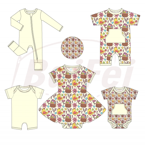 Eeaster baby clothes spring short sleeve bamboo baby romper