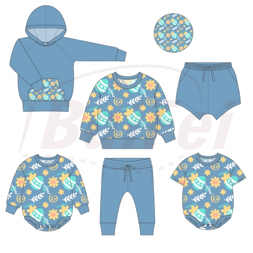 custom easter painting spring bamboo kids clothing set new style baby boy clothes